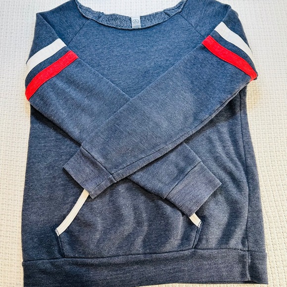 Alternative Earth Blue Striped Sleeve Sweatshirt Pullover Women's‎ XL -sporty - Picture 6 of 12